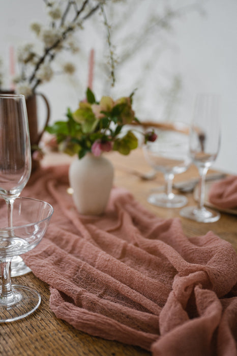 Gauze Table runner - Red Clay