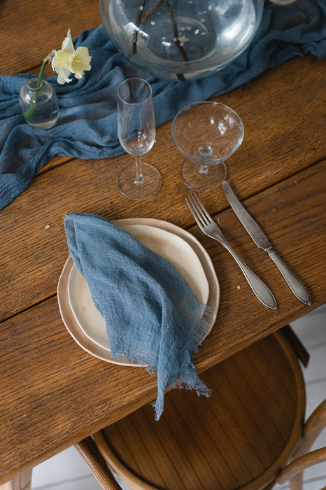 Gauze Table runner - Dusty Blue