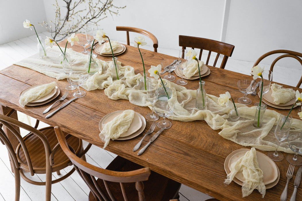 Gauze Table runner - Faded Lemon