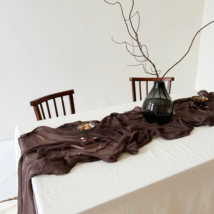 Gauze Table runner - Chocolate brown