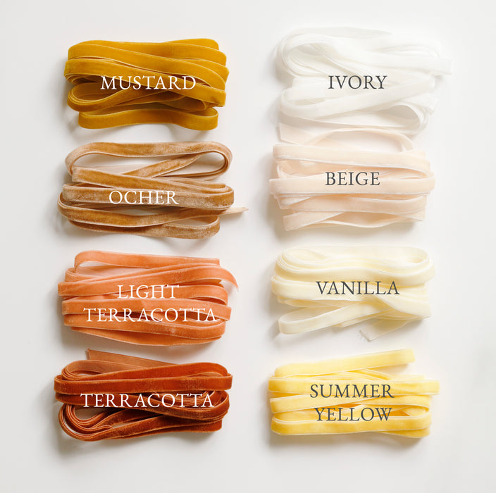 10 mm  Hand Dyed Velvet Ribbon : Warm Colors