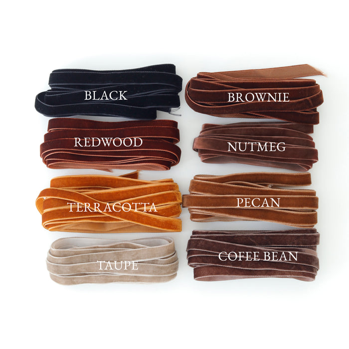 10 mm  Hand Dyed Velvet Ribbon : Warm Colors