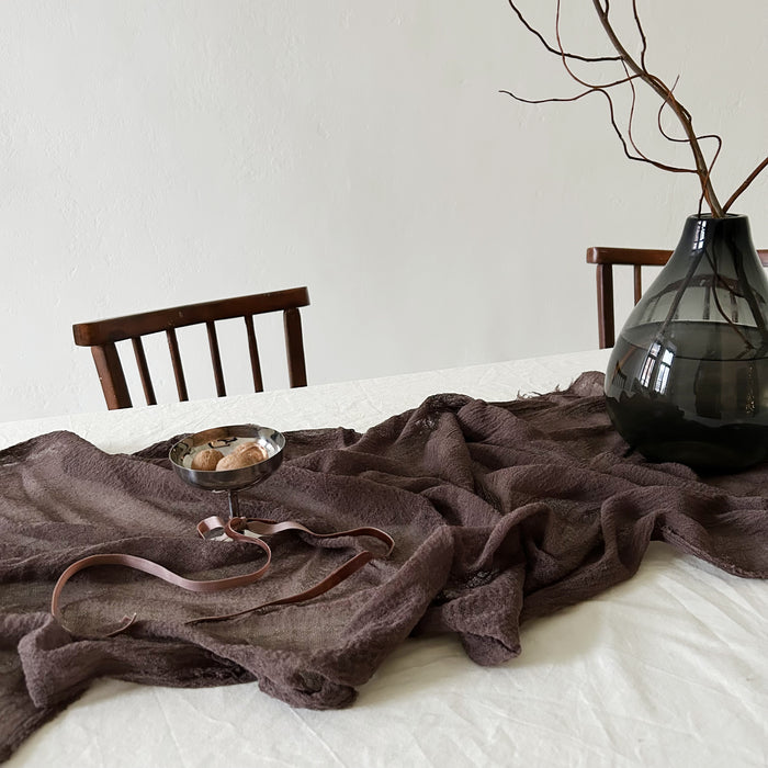 Gauze Table runner - Chocolate brown