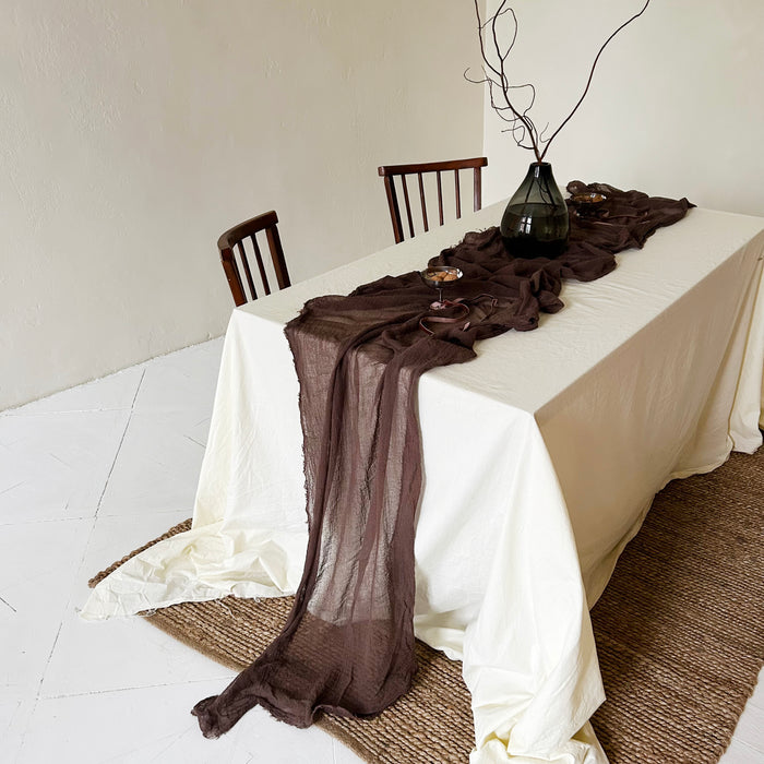 Gauze Table runner - Chocolate brown