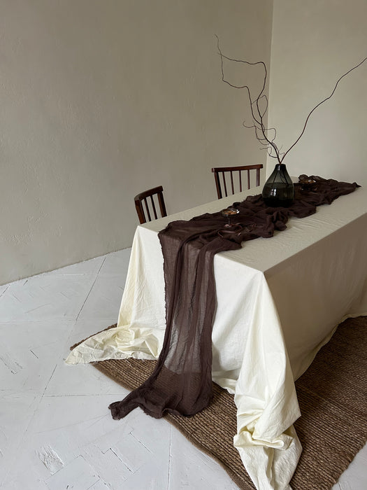 Gauze Table runner - Chocolate brown