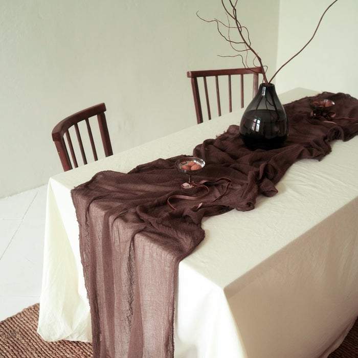 Gauze Table runner - Chocolate brown