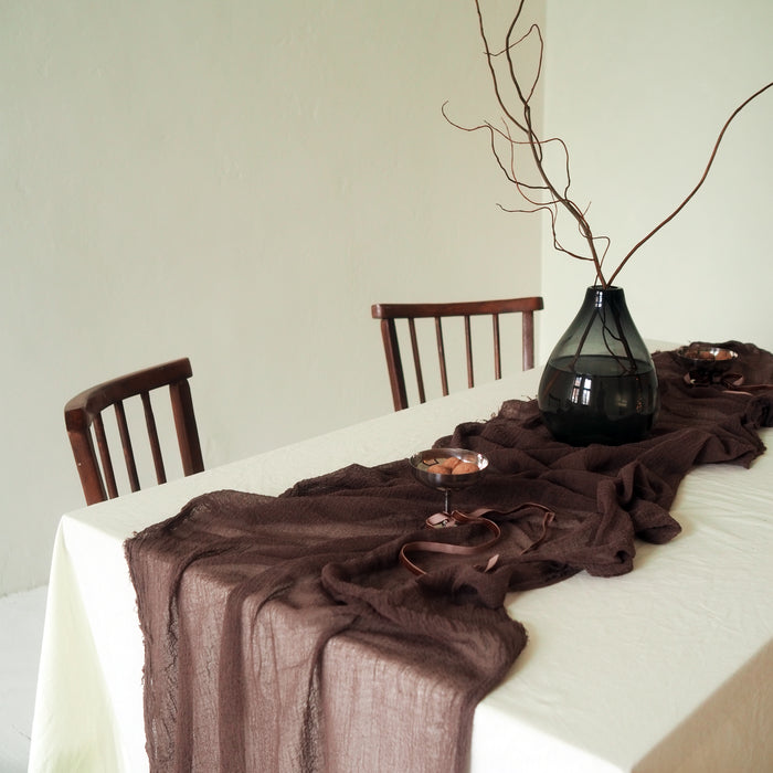 Gauze Table runner - Chocolate brown