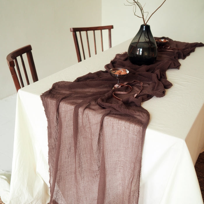 Gauze Table runner - Chocolate brown