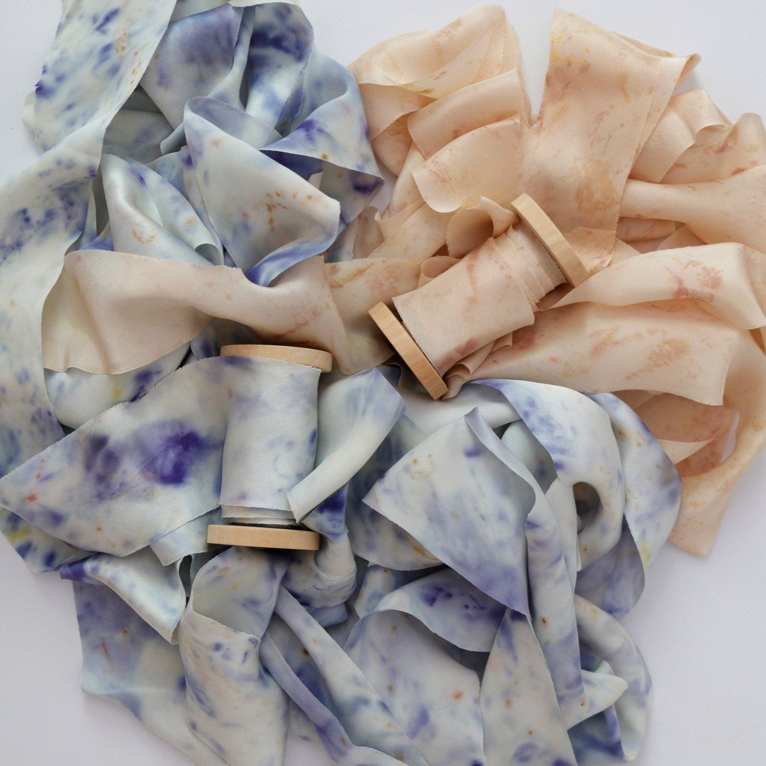 Botanically dyed silk ribbons