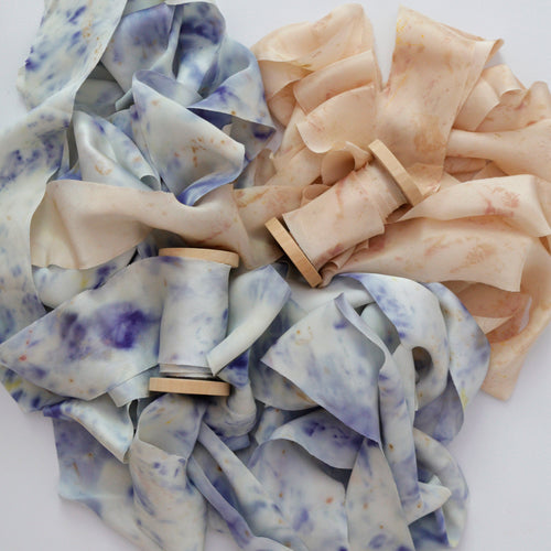 Botanically dyed silk ribbons