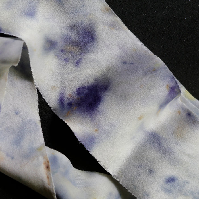 Botanically dyed - Bias Cut Silk Satin Ribbon - ''Iris Queen''