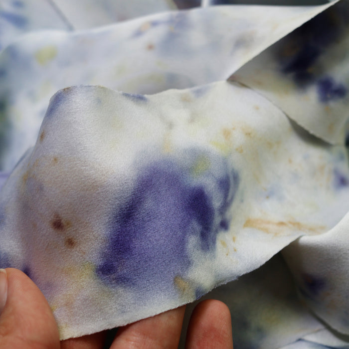 Botanically dyed - Bias Cut Silk Satin Ribbon - ''Iris Queen''