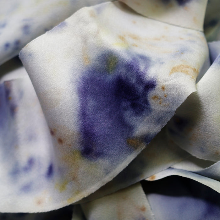 Botanically dyed - Bias Cut Silk Satin Ribbon - ''Iris Queen''