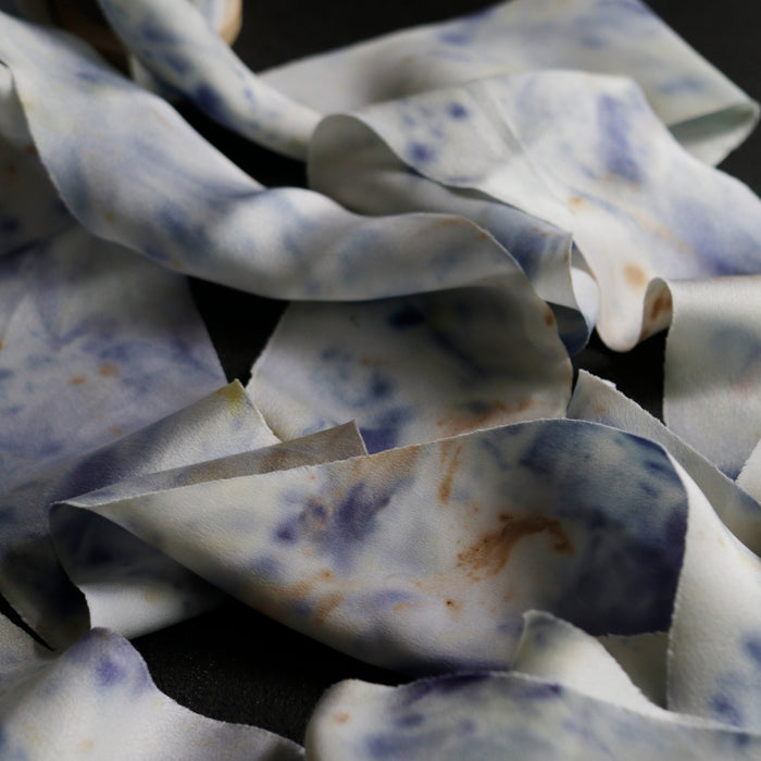 Botanically dyed - Bias Cut Silk Satin Ribbon - ''Iris Queen''