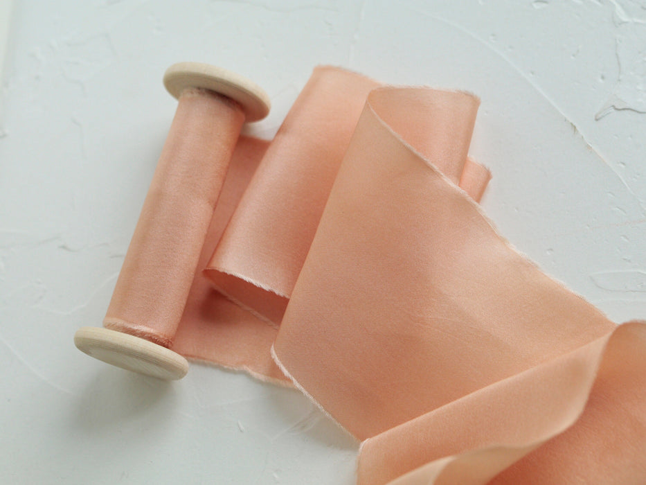 NECTARINE peach silk ribbon,wedding silk ribbon,orange ribbon, ribbon for wedding invitation,bridal bouquet,wedding flatlay,bouquet ribbon