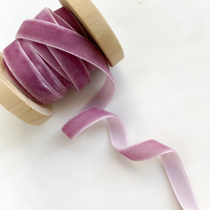 Mauve - muted violet velvet ribbon hand dyed for crafts valentine day decor handmade craft supplies wedding ribbon for wrapping -10 mm