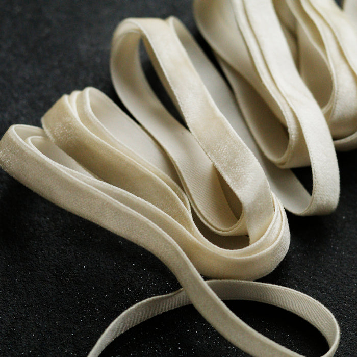 1/2'' Velvet ribbon with processed edges - Ivory