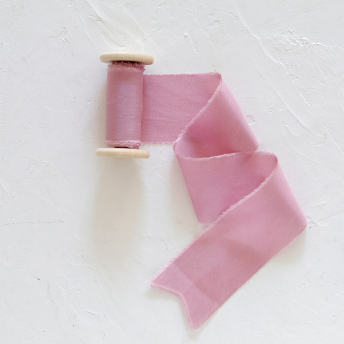 Cold Pink - Hand Dyed habotai silk ribbon