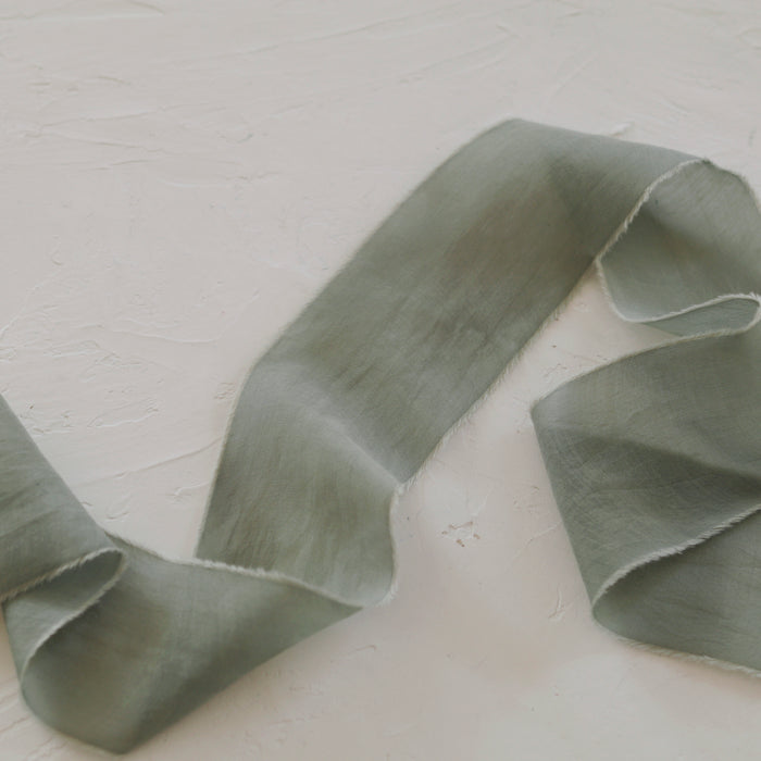 Sage - Cotton + Silk ribbon