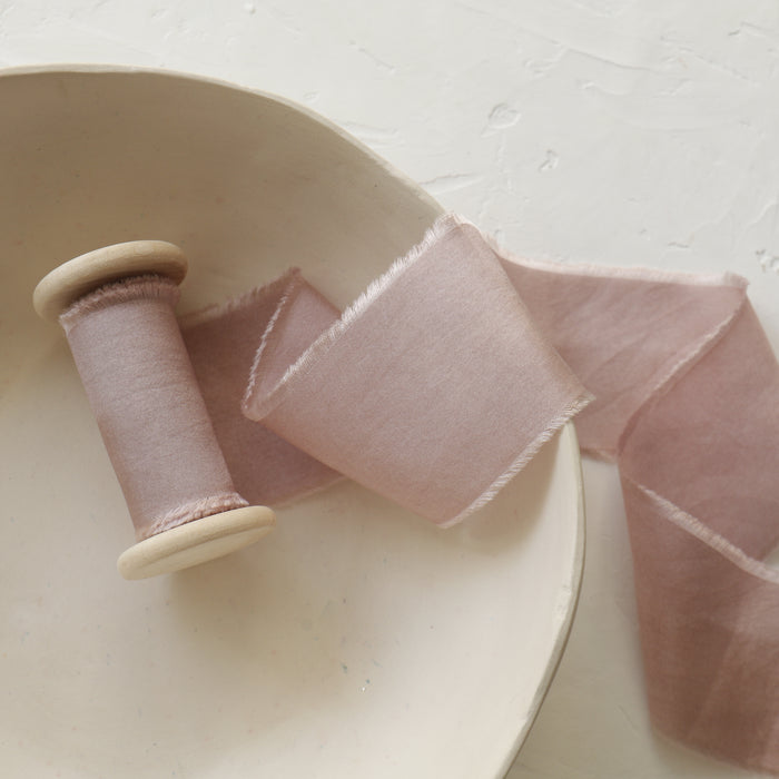 Tea Rose - Hand dyed Habotai silk ribbon