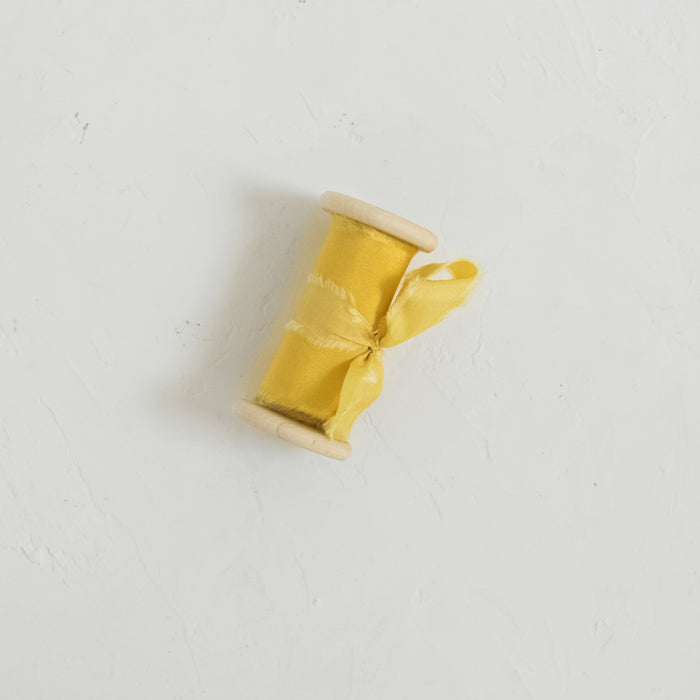 Summer Yellow - Hand dyed habotai silk ribbon