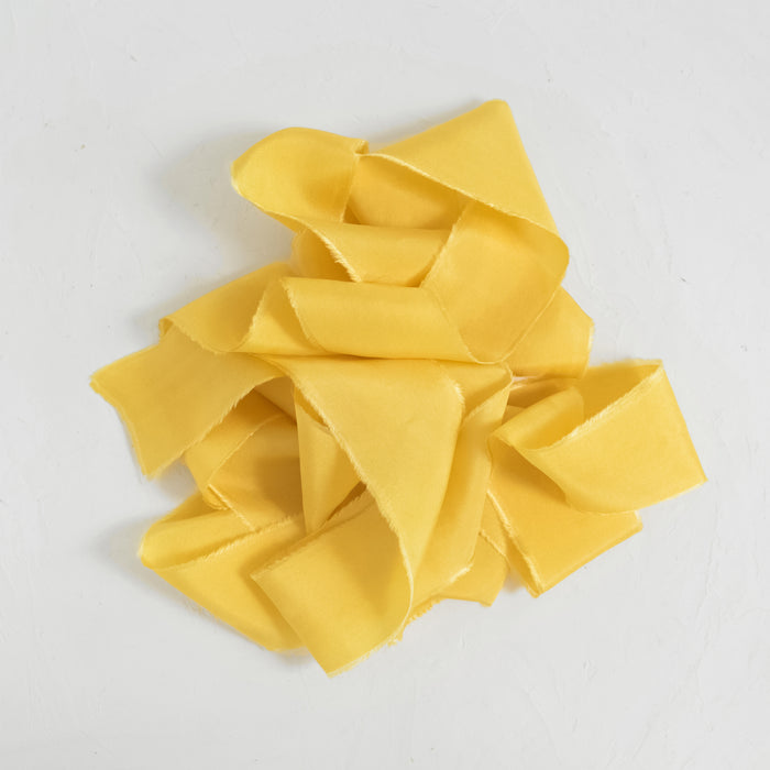 Summer Yellow - Hand dyed habotai silk ribbon