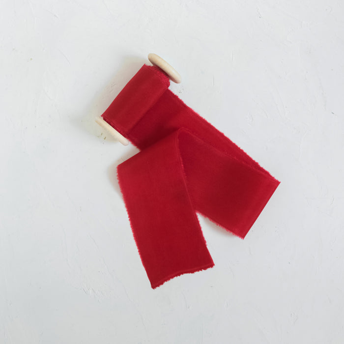 Classic Red - Hand dyed habotai silk ribbon