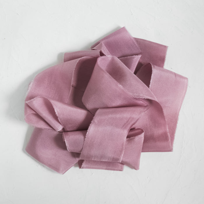 Dusty  Rose - Hand dyed Habotai silk ribbon
