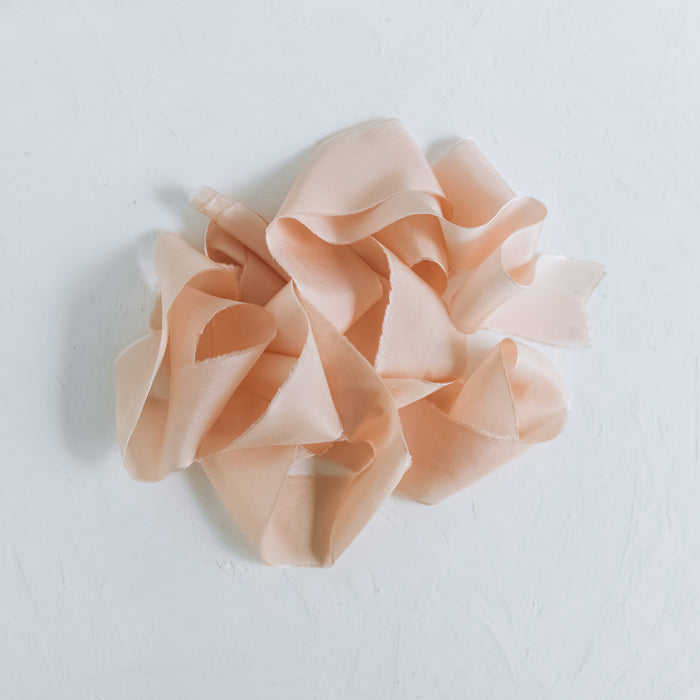 Peach - Luxurious hand dyed habotai silk ribbon