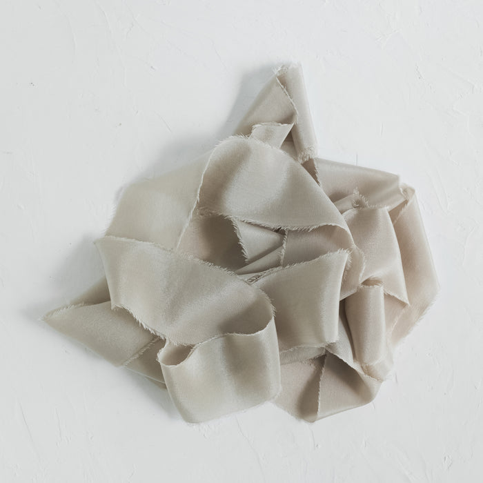 Taupe - Hand dyed Crepe de chine silk ribbon