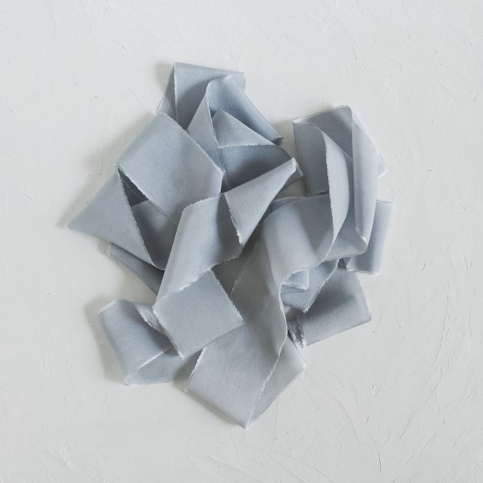 Blue Gray - Hand dyed Habotai silk ribbon