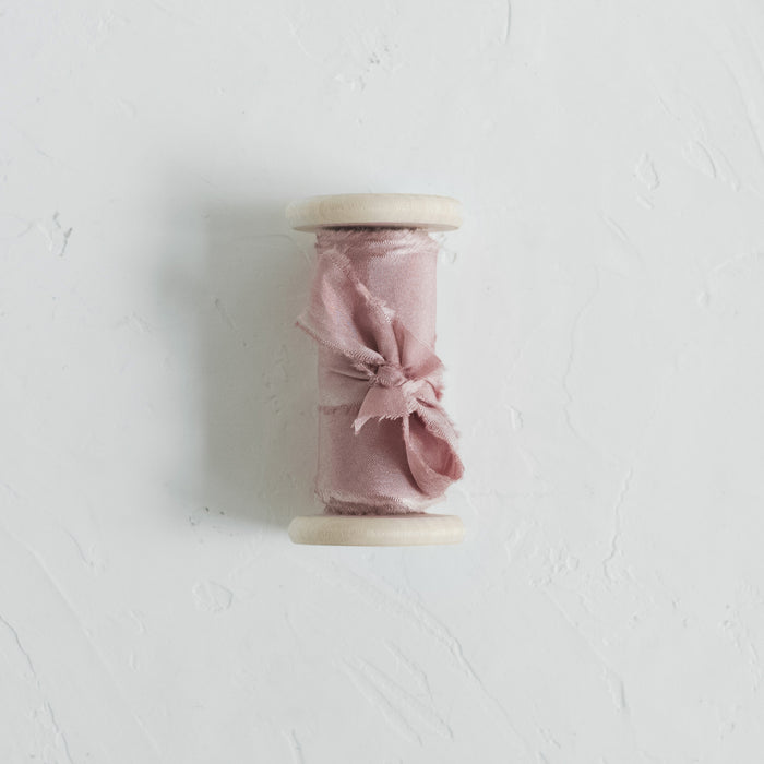 Pink Truffle - Hand dyed habotai silk ribbon