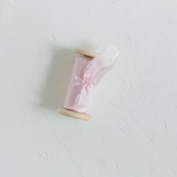 Blush pink - hand dyed Habotai silk ribbon