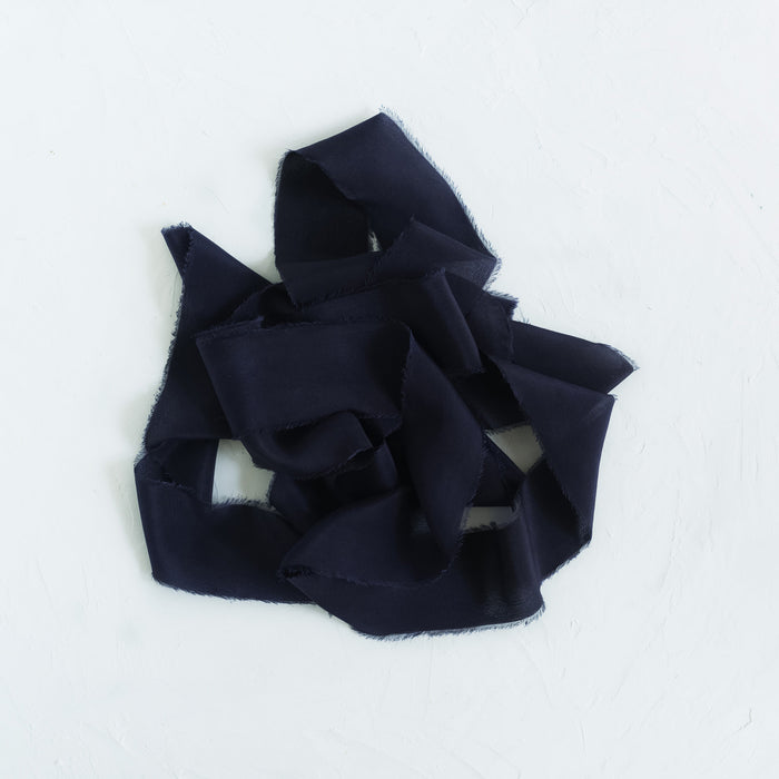 True Navy - Hand Dyed Crepe de chine silk ribbon