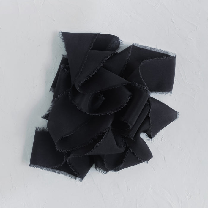 Classic Black - Hand Dyed crepe de chine silk ribbon