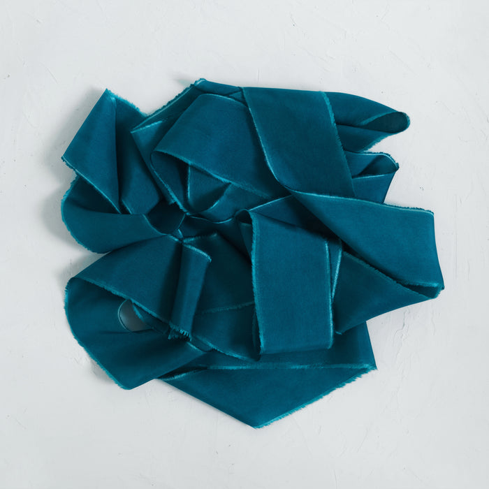 Cold Wave - Hand dyed habotai silk ribbon