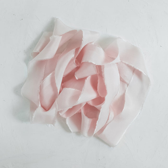 Pink Prosecco - hand dyed habotai silk ribbon