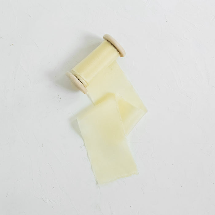 Vanila Yellow - Hand dyed crepe de chine ribbon