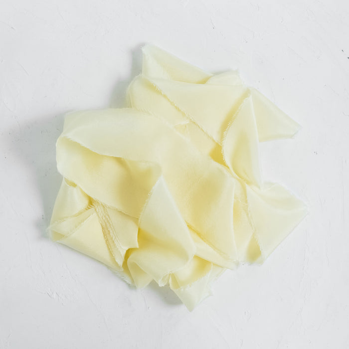 Vanila Yellow - Hand dyed crepe de chine ribbon