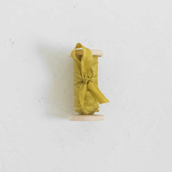 Golden Mustard - Hand dyed Habotai Silk ribbon