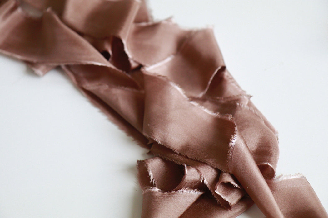 Milk Chocolate - Hand dyed habotai silk ribbon