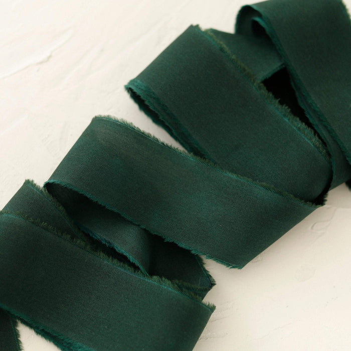 Malachite - Hand dyed habotai silk ribbon