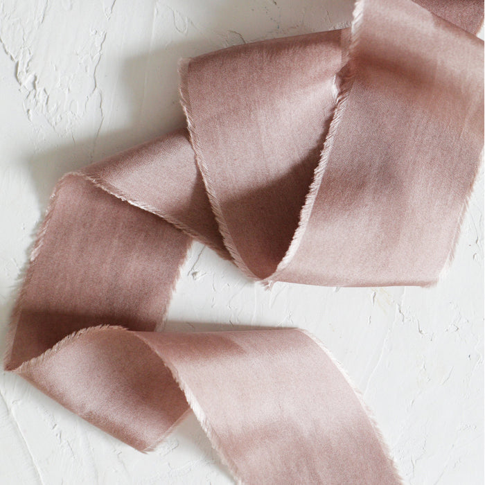 Pink Truffle - Hand dyed habotai silk ribbon