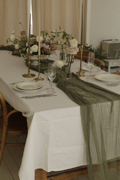 Khaki Green - Gauze Wedding Runner/Styling textile