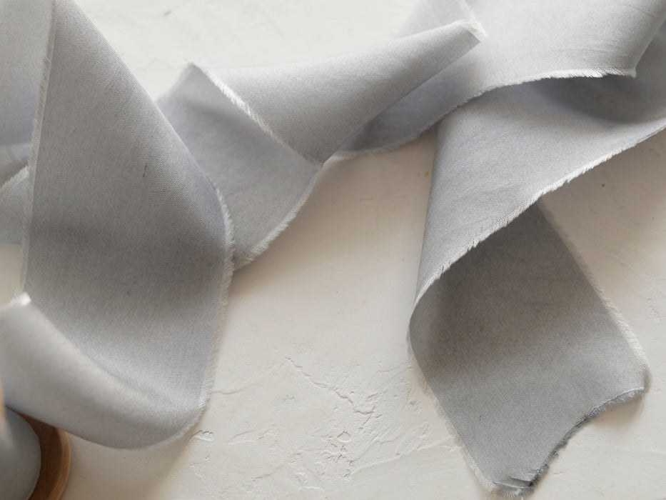 Light Grey - Luxurious hand dyed habotai silk ribbon